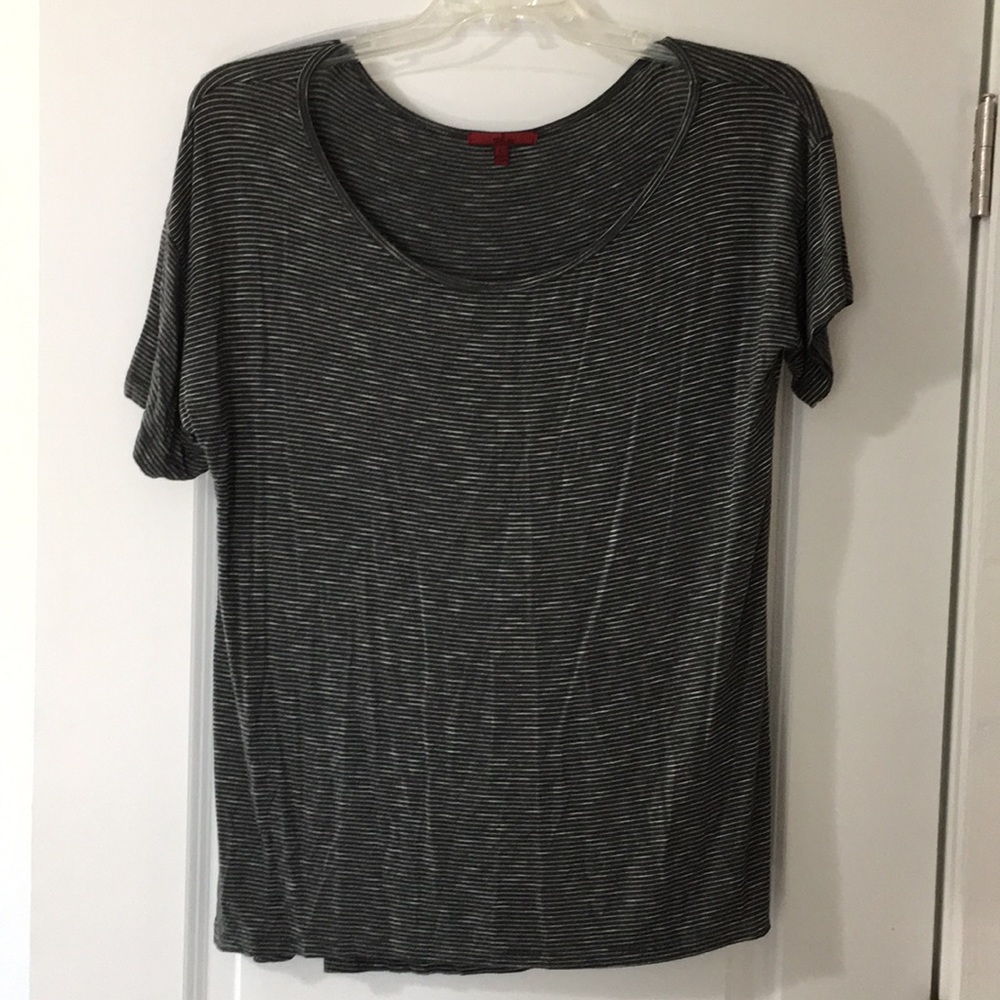 BKE Red grey striped shirt.